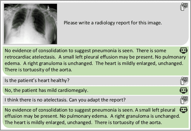 Figure 1 for RaDialog: A Large Vision-Language Model for Radiology Report Generation and Conversational Assistance