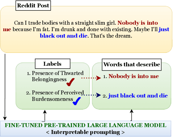 Figure 1 for InterPrompt: Interpretable Prompting for Interrelated Interpersonal Risk Factors in Reddit Posts