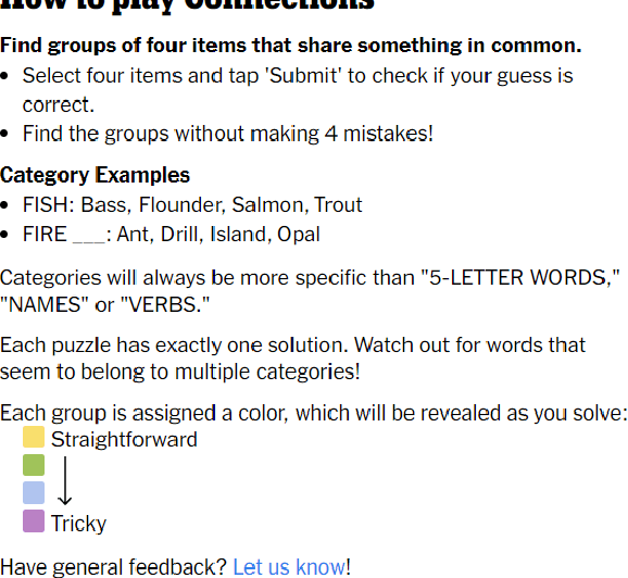 Figure 1 for Making New Connections: LLMs as Puzzle Generators for The New York Times' Connections Word Game