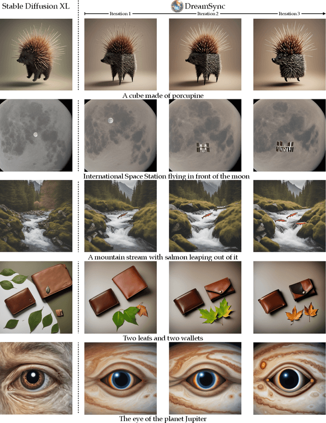 Figure 4 for DreamSync: Aligning Text-to-Image Generation with Image Understanding Feedback