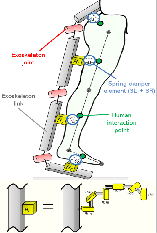 Figure 1 for Transparency evaluation for the Kinematic Design of the Harnesses through Human-Exoskeleton Interaction Modeling