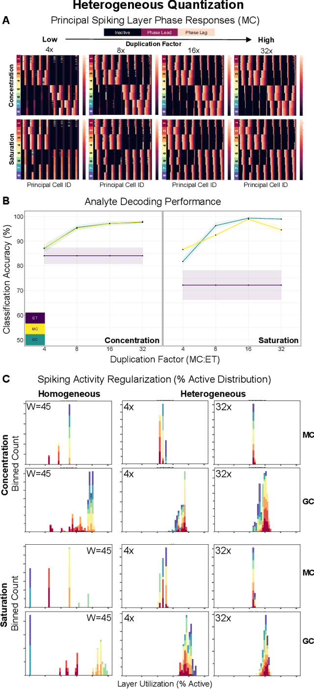 Figure 4 for Heterogeneous quantization regularizes spiking neural network activity