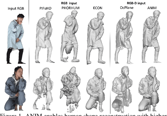 Figure 1 for ANIM: Accurate Neural Implicit Model for Human Reconstruction from a single RGB-D image