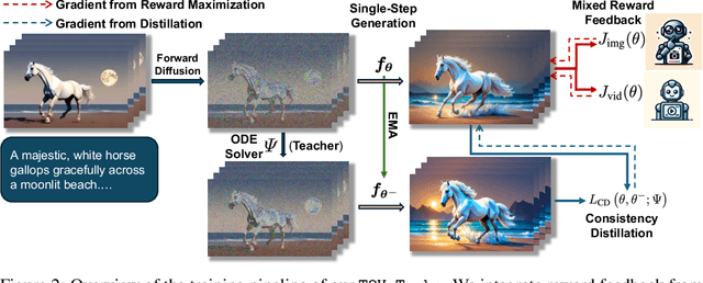 Figure 2 for T2V-Turbo: Breaking the Quality Bottleneck of Video Consistency Model with Mixed Reward Feedback