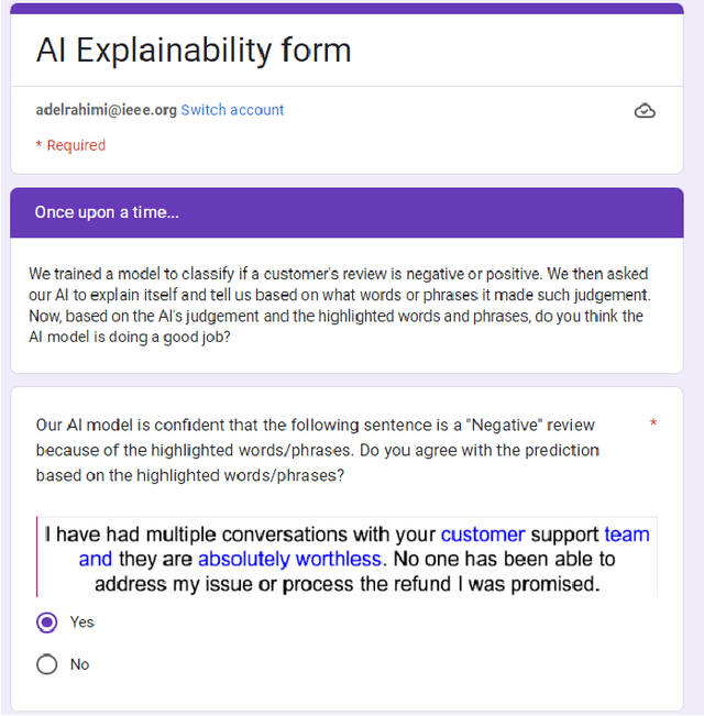 Figure 1 for Testing the effectiveness of saliency-based explainability in NLP using randomized survey-based experiments