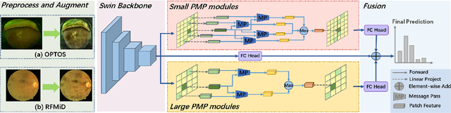 Figure 1 for PMP-Swin: Multi-Scale Patch Message Passing Swin Transformer for Retinal Disease Classification