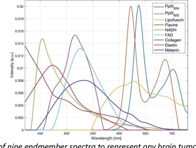 Figure 3 for A Spectral Library and Method for Sparse Unmixing of Hyperspectral Images in Fluorescence Guided Resection of Brain Tumors