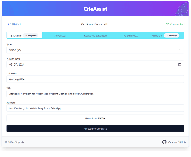 Figure 3 for CiteAssist: A System for Automated Preprint Citation and BibTeX Generation