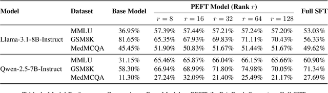 Figure 1 for How Much is Too Much? Exploring LoRA Rank Trade-offs for Retaining Knowledge and Domain Robustness