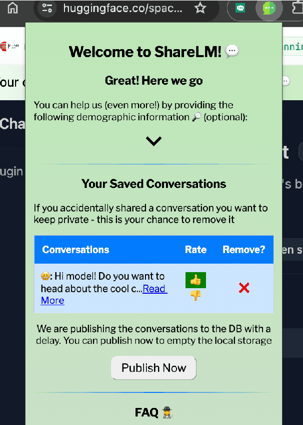 Figure 1 for The ShareLM Collection and Plugin: Contributing Human-Model Chats for the Benefit of the Community