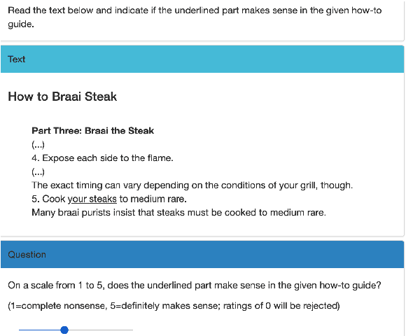 Figure 2 for SemEval-2022 Task 7: Identifying Plausible Clarifications of Implicit and Underspecified Phrases in Instructional Texts