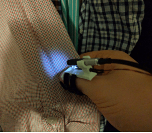 Figure 1 for HandSight: DeCAF & Improved Fisher Vectors to Classify Clothing Color and Texture with a Finger-Mounted Camera