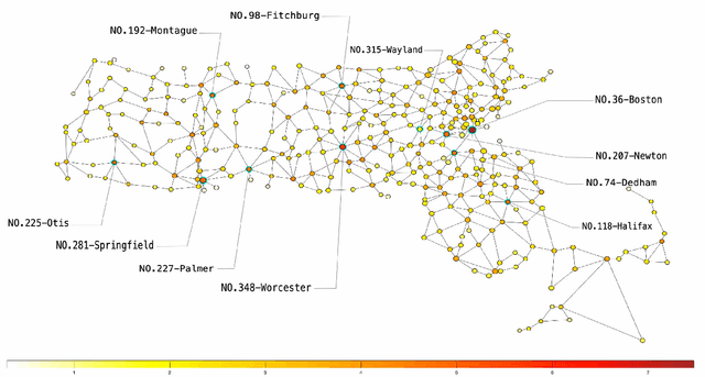 Figure 3 for Analysis of the Spatio-temporal Dynamics of COVID-19 in Massachusetts via Spectral Graph Wavelet Theory
