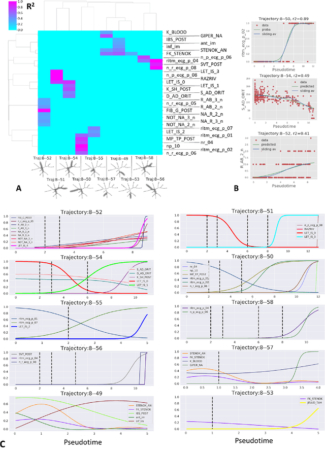 Figure 4 for Trajectories, bifurcations and pseudotime in large clinical datasets: applications to myocardial infarction and diabetes data