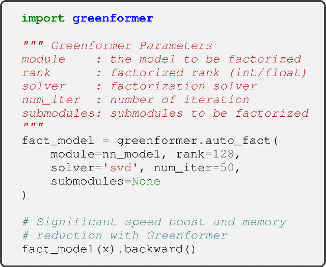Figure 1 for Greenformer: Factorization Toolkit for Efficient Deep Neural Networks