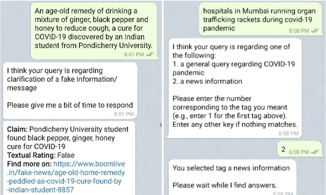 Figure 4 for TruthBot: An Automated Conversational Tool for Intent Learning, Curated Information Presenting, and Fake News Alerting