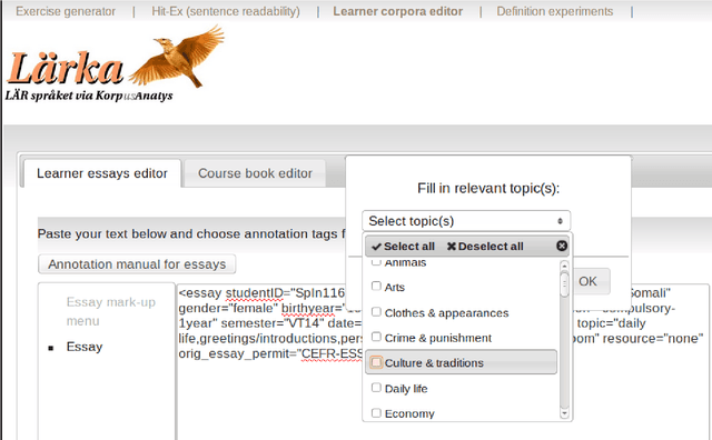 Figure 2 for SweLL on the rise: Swedish Learner Language corpus for European Reference Level studies