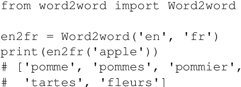 Figure 4 for word2word: A Collection of Bilingual Lexicons for 3,564 Language Pairs