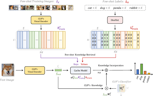 Figure 2 for Tip-Adapter: Training-free Adaption of CLIP for Few-shot Classification