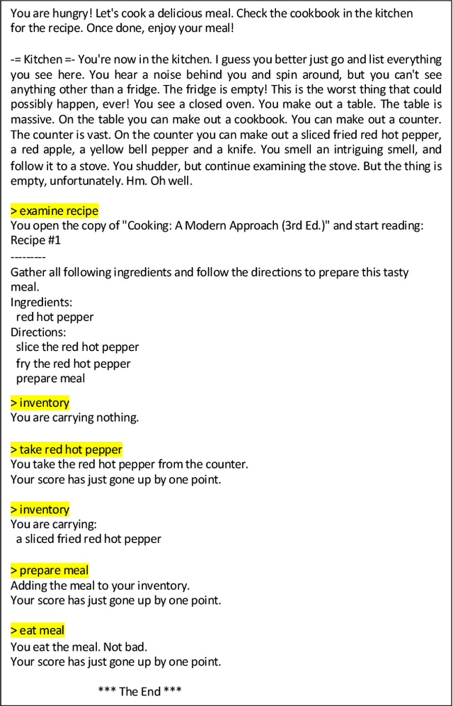 Figure 1 for LeDeepChef: Deep Reinforcement Learning Agent for Families of Text-Based Games