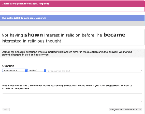 Figure 2 for QADiscourse -- Discourse Relations as QA Pairs: Representation, Crowdsourcing and Baselines