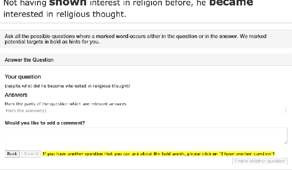 Figure 4 for QADiscourse -- Discourse Relations as QA Pairs: Representation, Crowdsourcing and Baselines