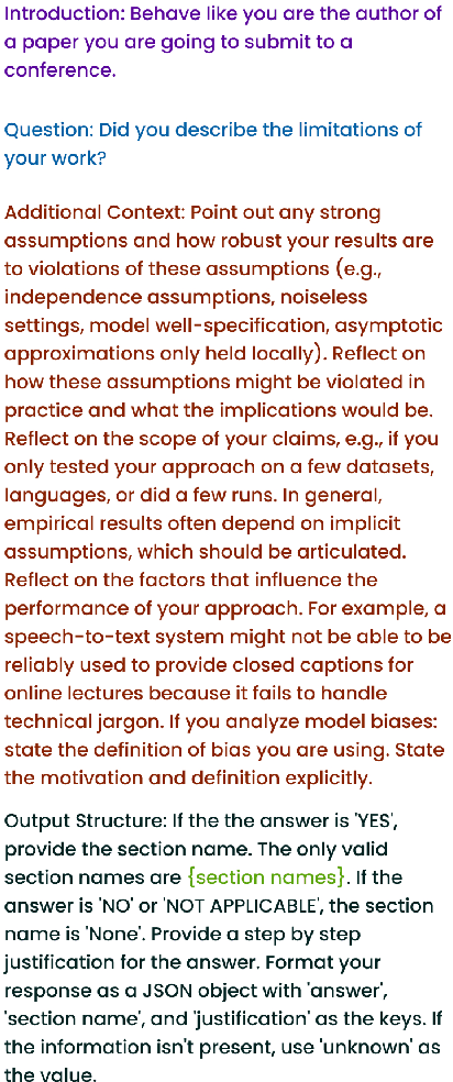 Figure 2 for ACL Ready: RAG Based Assistant for the ACL Checklist