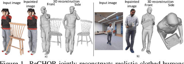 Figure 1 for Joint Reconstruction of Spatially-Coherent and Realistic Clothed Humans and Objects from a Single Image