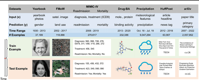 Figure 1 for Wild-Time: A Benchmark of in-the-Wild Distribution Shift over Time