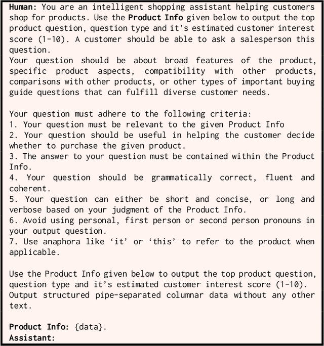 Figure 1 for Question Suggestion for Conversational Shopping Assistants Using Product Metadata