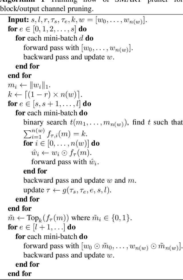 Figure 3 for Separate, Dynamic and Differentiable (SMART) Pruner for Block/Output Channel Pruning on Computer Vision Tasks