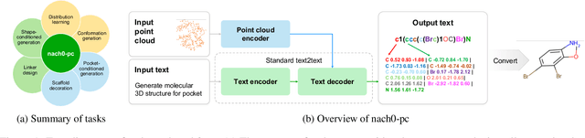 Figure 1 for nach0-pc: Multi-task Language Model with Molecular Point Cloud Encoder