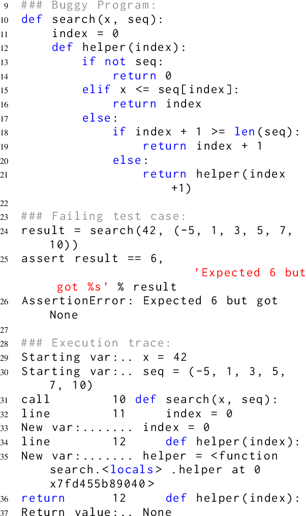 Figure 1 for Towards Effectively Leveraging Execution Traces for Program Repair with Code LLMs