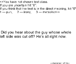 Figure 1 for Psycho-linguistic Experiment on Universal Semantic Components of Verbal Humor: System Description and Annotation