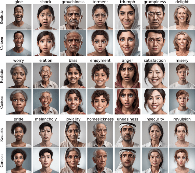 Figure 2 for GenEAva: Generating Cartoon Avatars with Fine-Grained Facial Expressions from Realistic Diffusion-based Faces