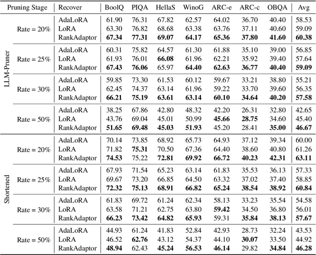 Figure 4 for RankAdaptor: Hierarchical Dynamic Low-Rank Adaptation for Structural Pruned LLMs